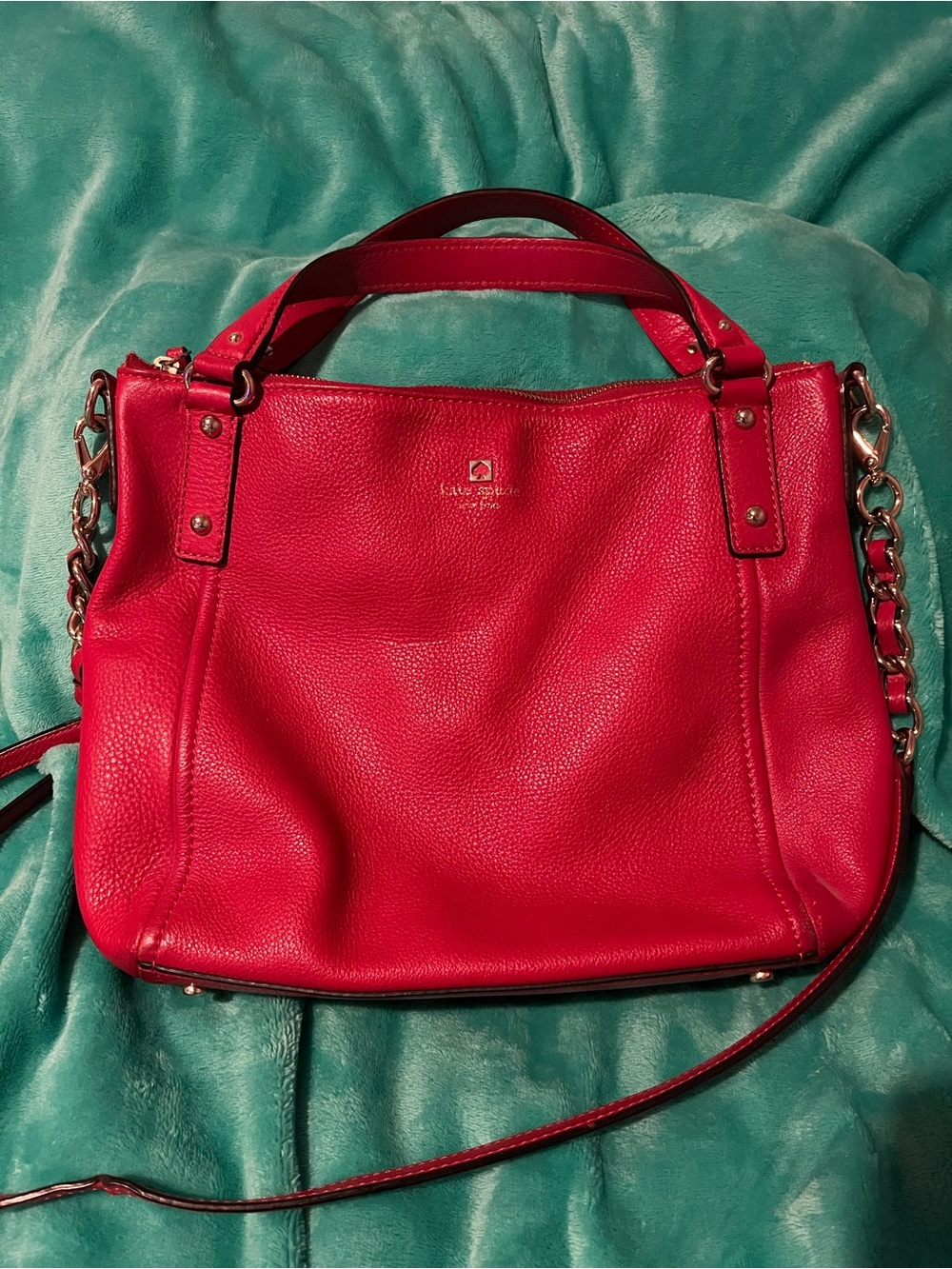 kate spade Red Leather Shoulder Bag with Handles and Crossbody Strap